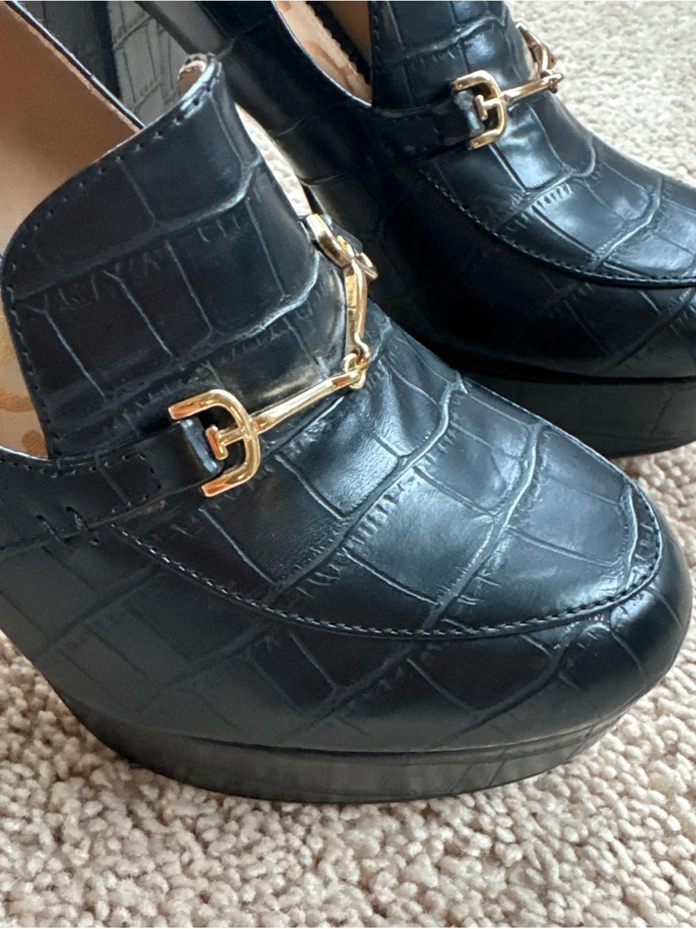 Sam Edelman Black Aretha Platform Loafer Pumps Boho Chic Women’s Size 8.5